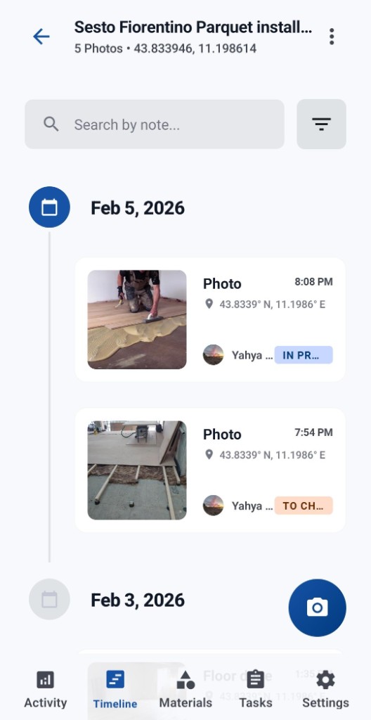 Construkt photo timeline screen